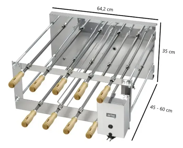 Churrasqueira Rotativa Inox 11 Espetos Carvão Bivolt Arke