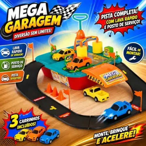Lava Rápido Infantil com Pista e Carrinhos Brinquedo Completo