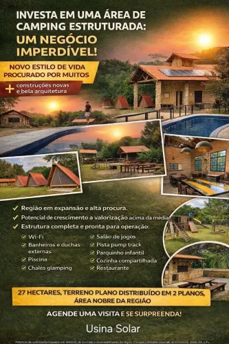 Vendo Área de Camping Estruturada em Funcionamento