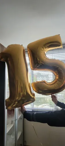 Balão números 15 dourado gás hélio