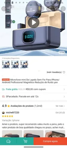 Mini microfone de lapela 
