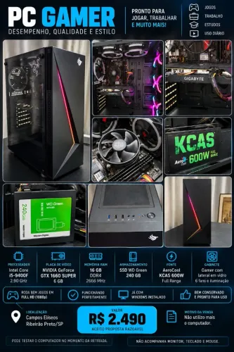 ? PC GAMER i5 + GTX 1660 SUPER 6GB + 16GB RAM