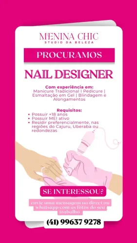 Procura-se Manicure/Pedicure com experiência em Esmaltação em Gel