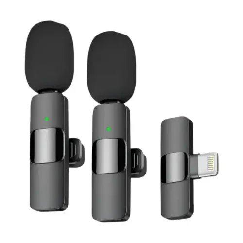 Microfone lapela duplo sem fio plug and play para iPhone