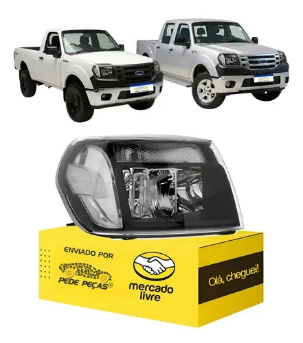 Farol Ford Ranger 2010 2011 2012 Mascara Negra Direito Direito/passageiro