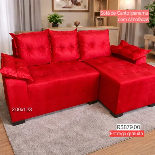 PROMOÇÃO URGENTE - Sofá de Canto com CHAISE Ipanema Vermelho por apenas R$879,00 