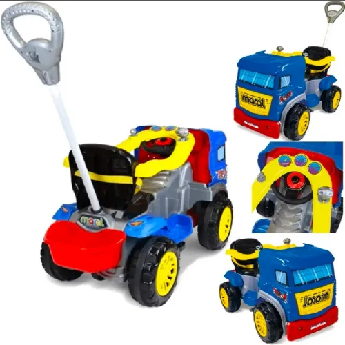 Carrinho De Passeio/pedal Azul Com Empurrador Truck Maral