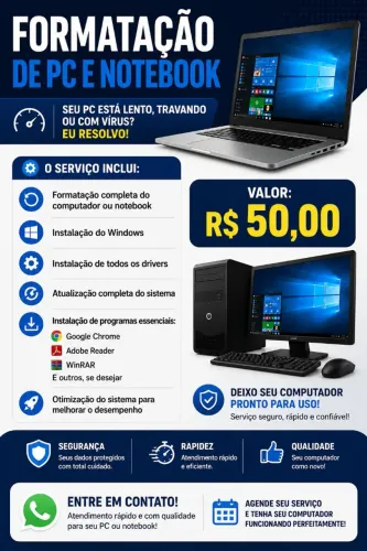 Formatação de PC/Notebook - CHAME NO CHAT