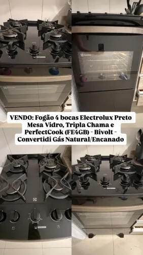Fogão 4 bocas Electrolux Preto - Convertido Gás Encanado