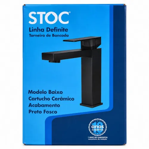 Torneira de Bancada Baixa Definite Preto Fosco - STOC