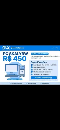 PC Core 2 Duo 4GB SSD 240GB - Estudo e Trabalho