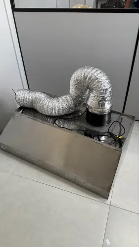 Coifa Inox 110 x 55cm com exaustor, duto e acessórios 