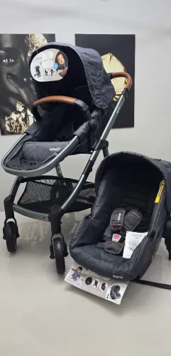 Carrinho De Bebê Epic Lite Ts Trio grey vintage - Infanti com Base e Bebê Conforto