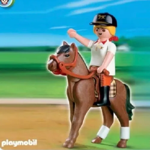 Playmobil 4191-  Amazona e Cavalo fazenda 