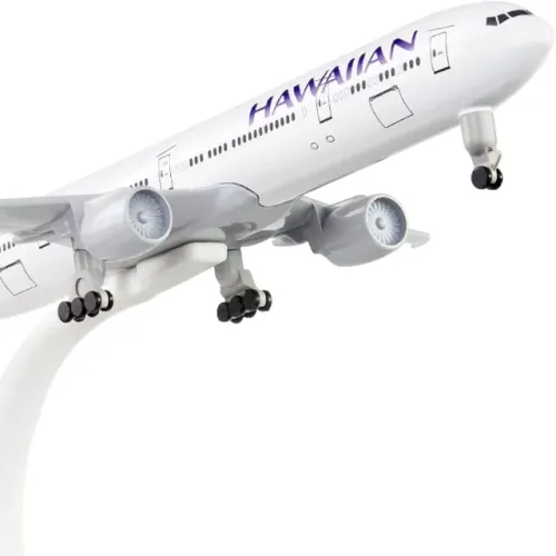Miniatura Avião Boeing B777 Hawaiian Air Com 20cm em Metal com Rodas - Trem de Pouso