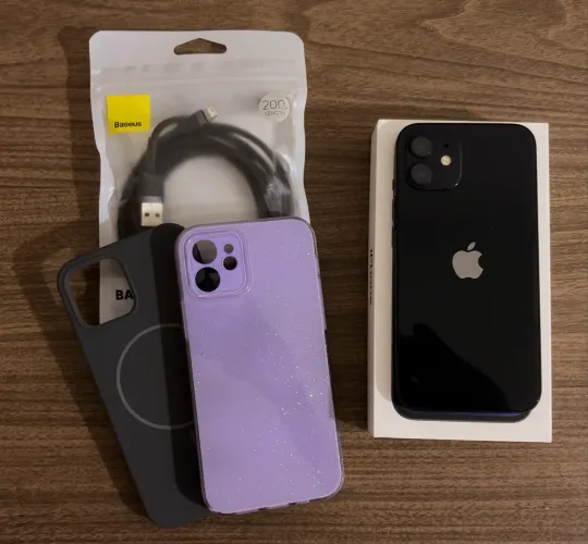 iPhone 12 128GB Preto | Caixa + 2 Capas