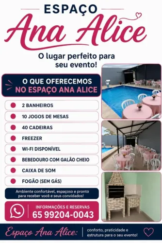Espaço de Festas bairro:Altos da gloria.