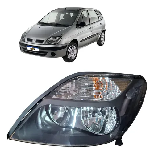 Farol Scenic Esquerda 2000 A 2009 Mascara Negra Esquerdo/motorista