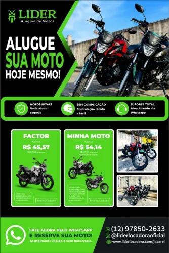 Aluguel de Moto em Jacareí - Líder Locadora