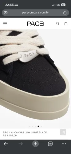 Tênis PACE CANVAS LOW LIGHT BLACK -  Novo na Caixa