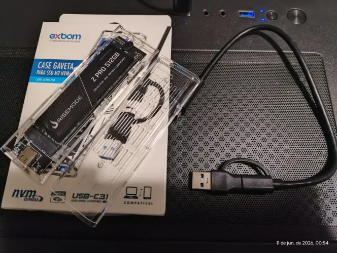 NVME 512GB + Case USB-C - Garantia até Ago 2026