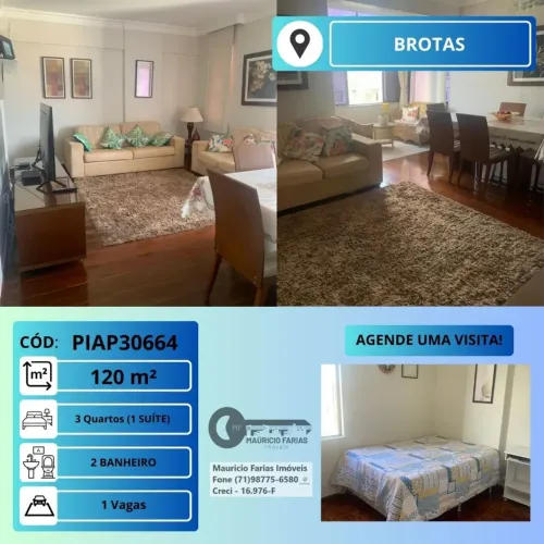 APARTAMENTO 3 QUARTOS SENDO 1 SUÍTE EM BROTAS