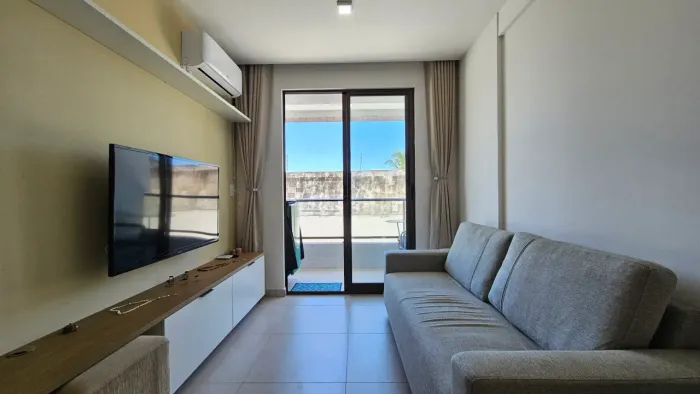 VENDE - Apartamento mobiliado com 51,40m², 2 quartos/suíte, varanda vista mar, 1 vaga - Pr