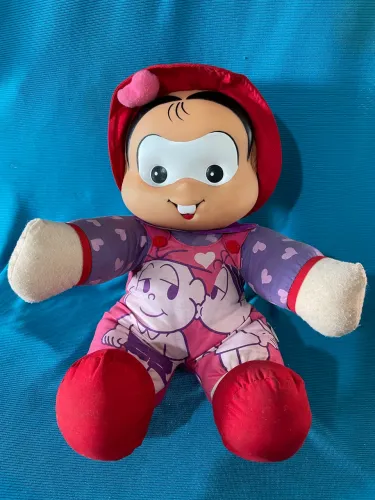 Boneca antiga Mônica de tecido e carinha em vinil da marca multibrink