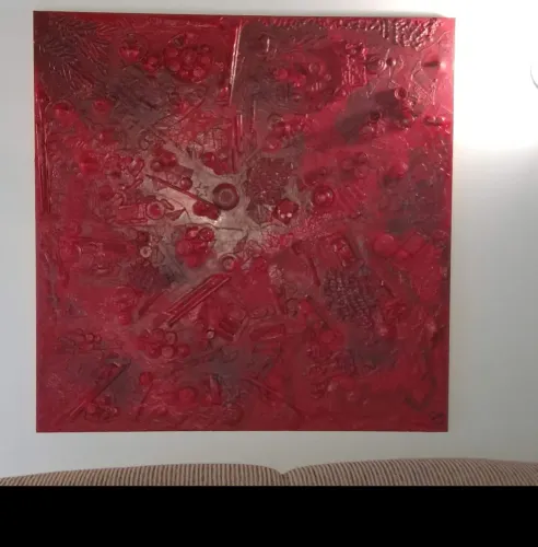 Quadro abstrato vermelho 100x100