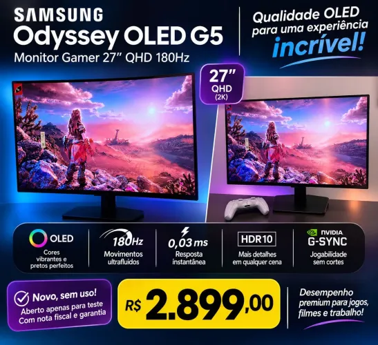 Monitor OLED 27' QuadHD 180hz' Samsung Odyssey G5 