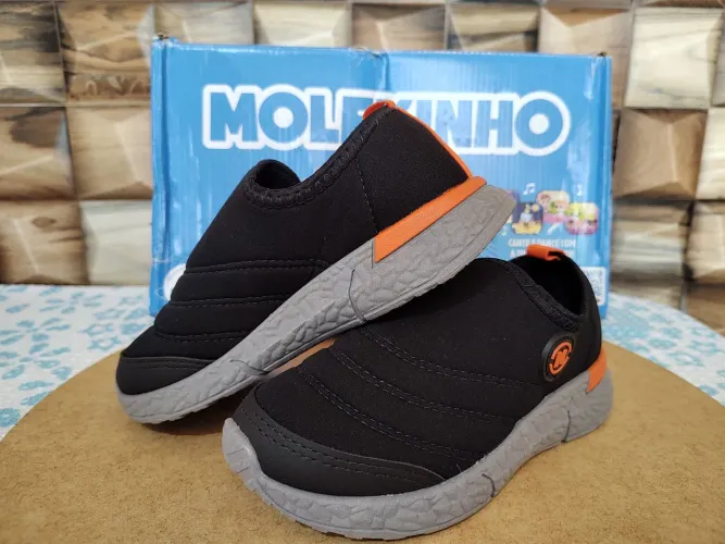 Tênis molekinho preto com cinza infantil NOVO n°27