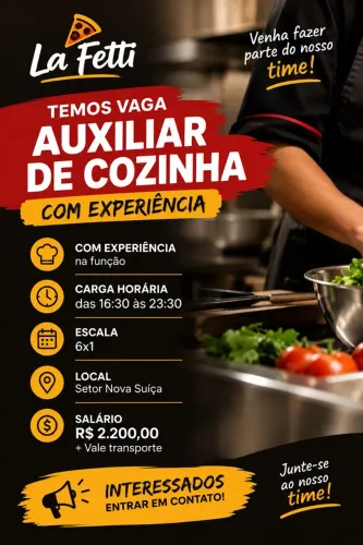 Vaga de Auxiliar de Cozinha