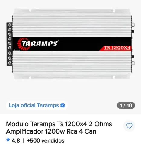 Modulo Taramps Ts 1200×4 R$ 420 Novo