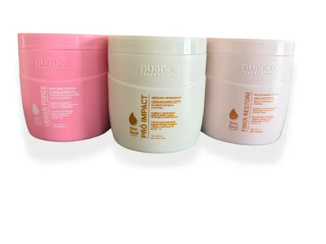 Kit Cronograma Capilar Nuance - Vegan Force, Pró Impact e Fiber Restore 1KG