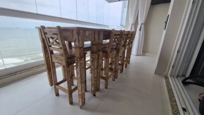 Mesa de Madeira Rustica Torneada 10 Lugares