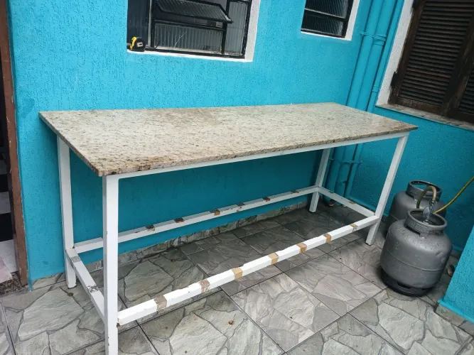 Mesa Granito / Mármore com Base de Ferro Reforçada - 2,10m x 0,70m 8