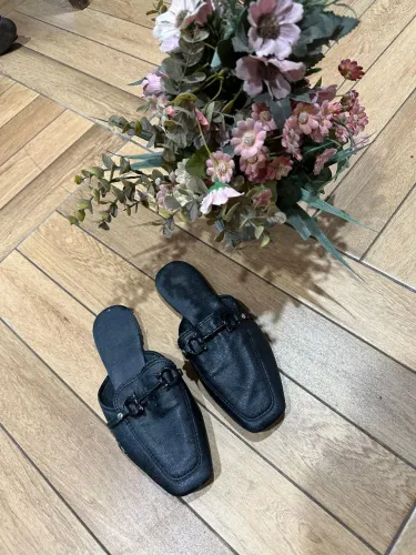 Mule Feminino Preto Bico Quadrado - Tam 35