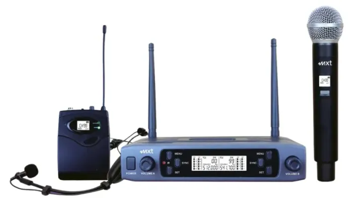 Microfone Uhf Sem Fio De Mão + Headset/lapela Mxt- Uhf-527m/bpMicrofone Uhf Sem Fio De Mão