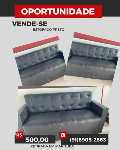 SOFÁ 3 LUGARES COURO SINTÉTICO