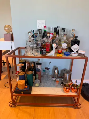 Carrinho Bar Cobre , com base de mármore