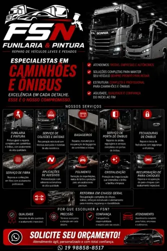 Funilaria e Pintura para Ônibus, Caminhões e Frotas | FSN