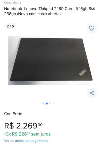 Vendo notebook Lenovo tinkpad T480 core I5 256gb novo 