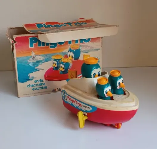 Barco Pingo Trio da Glasslite - Coleção Brinquedos Antigos Anos 70/80