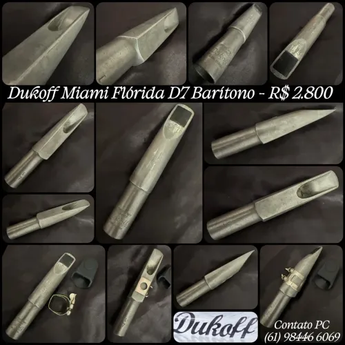 BOQUILHA PARA SAX BARÍTONO - DUKOFF MIAMI FLÓRIDA D7 - RARÍSSIMA