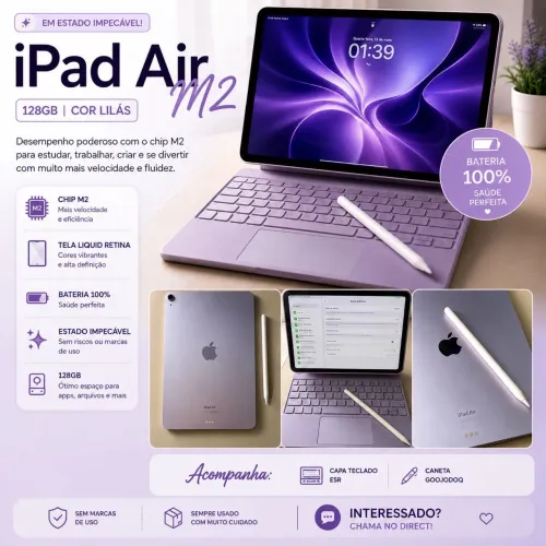 iPad Air M2 128GB Lilás