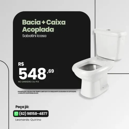 Vaso Sanitário Bacia + Caixa Acoplada Duplo Acionamento branca SABATINI ICASA