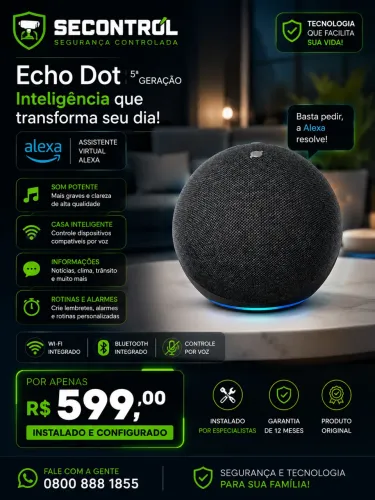 Echo dot 5 geração// Alexa , instalado no configurado