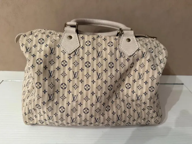 bolsa louis vuitton speedy 30 mini lin croisette na cor off-white. Original