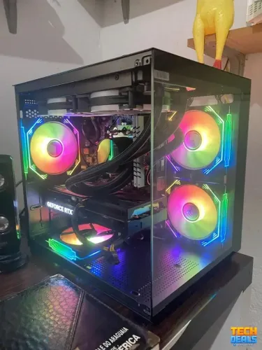 Gabinete gamer Hayom aquário com 4 coolers RGB