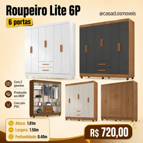 Roupeiro 6 portas - Entregamos e montamos